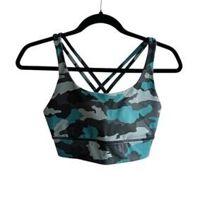 Lululemon Energy Longline Sports Bra Green Camo Size 8
